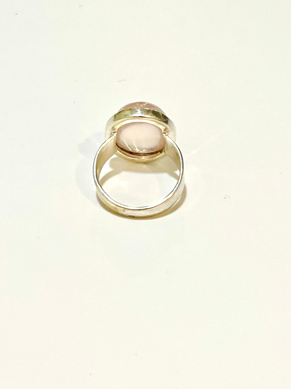 Sterling Silver Oval Cabochon Rose Quartz Ring
