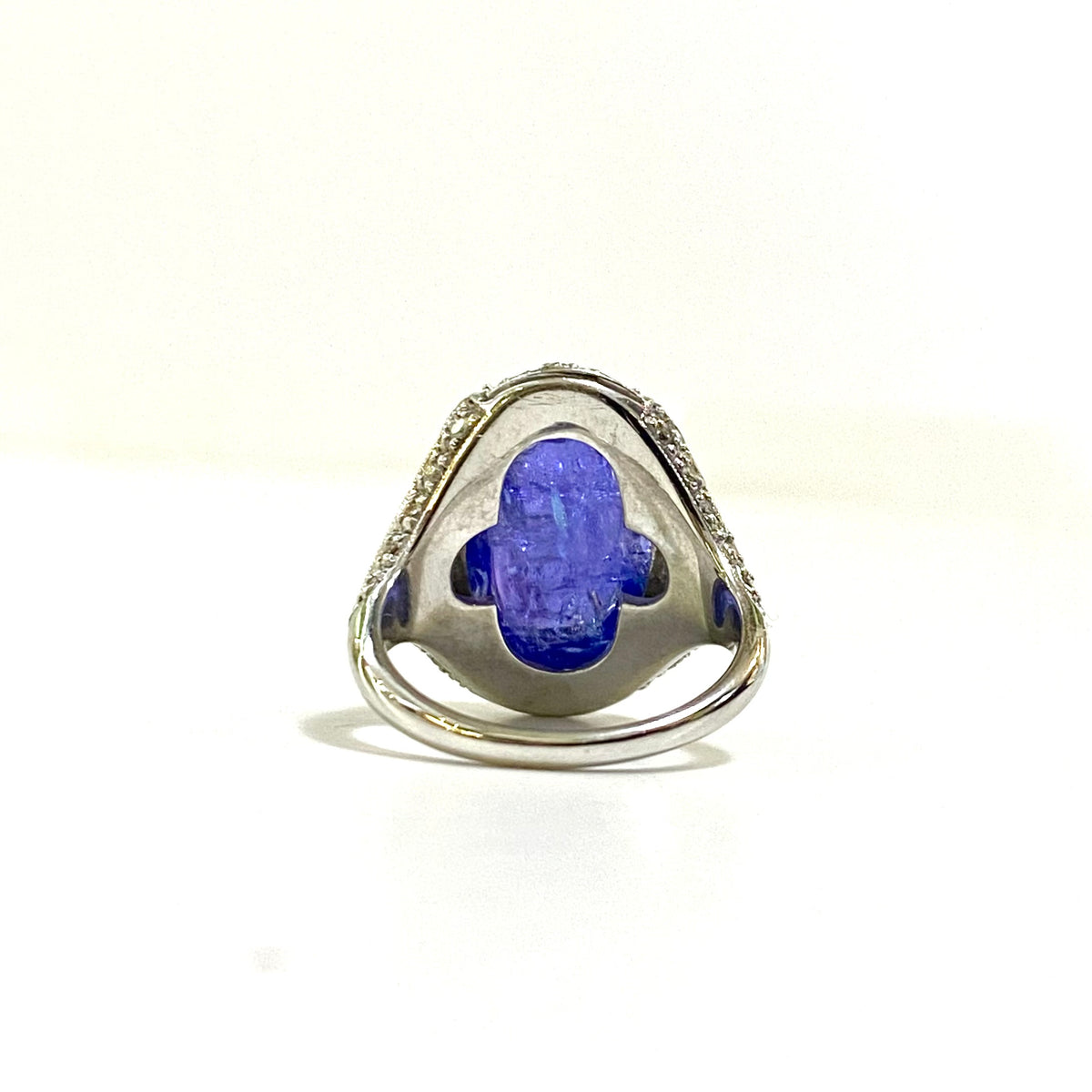 Oval Cabochon Tanzanite and Diamond Ring