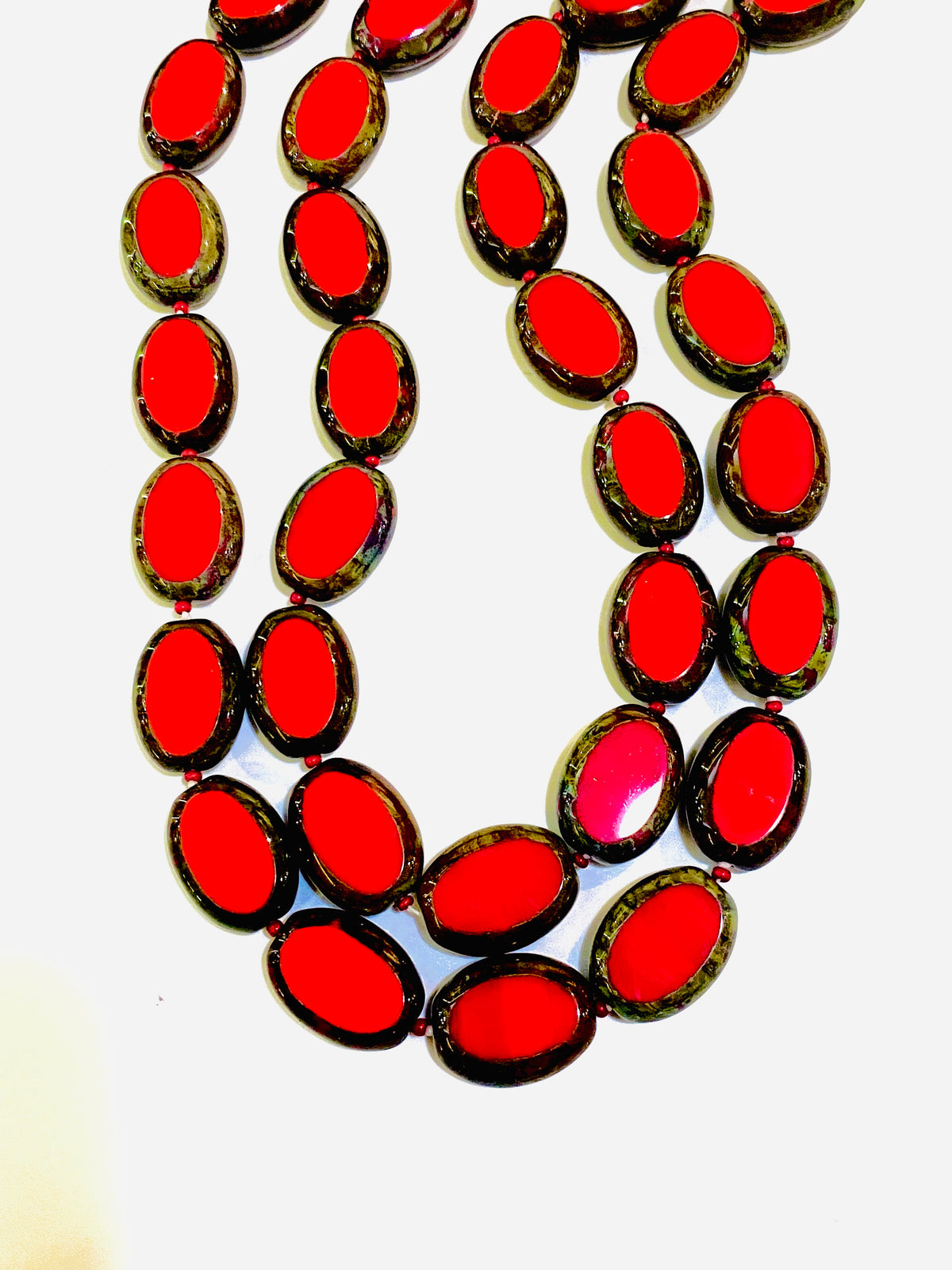 Two Strand Red Glass Handmade Necklace