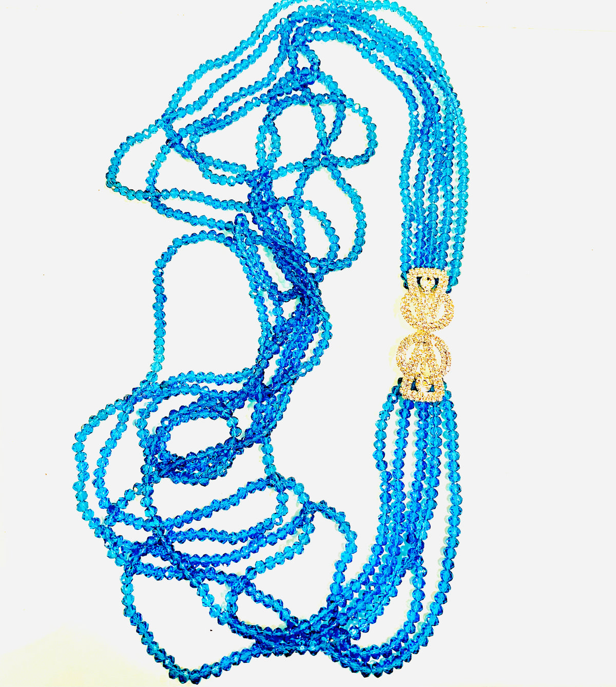 Teal Faceted Multi-Strand Crystal Necklace