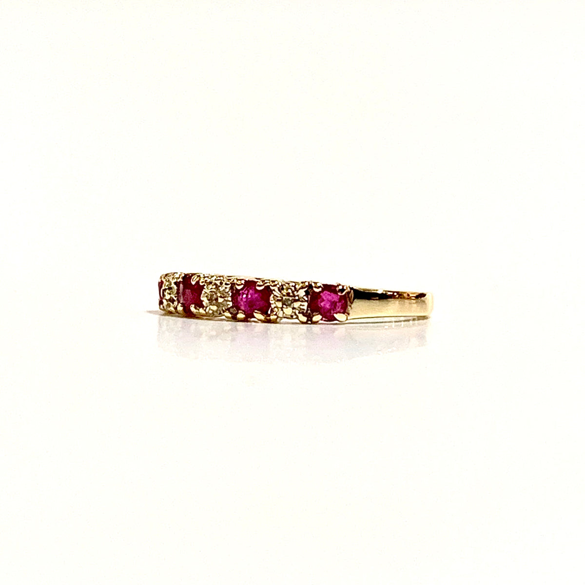 9ct Yellow Gold Ruby and Diamond Bridge Ring
