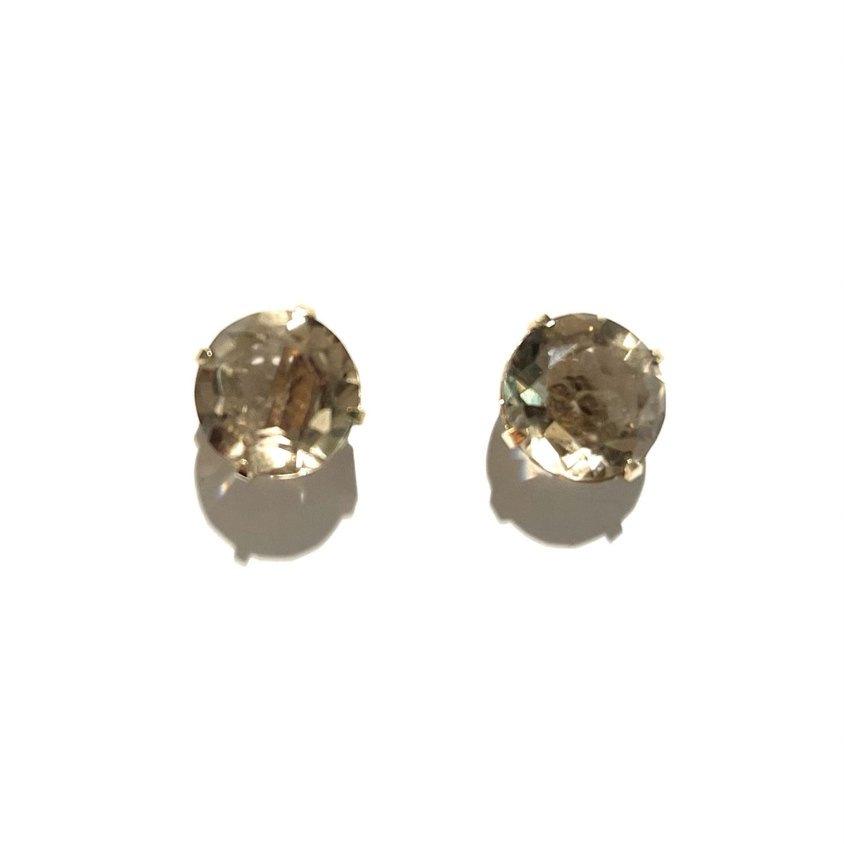 9ct Yellow Gold Smokey Quartz Screw On Earrings