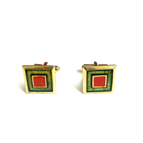 Costume Enamel Square Cufflinks