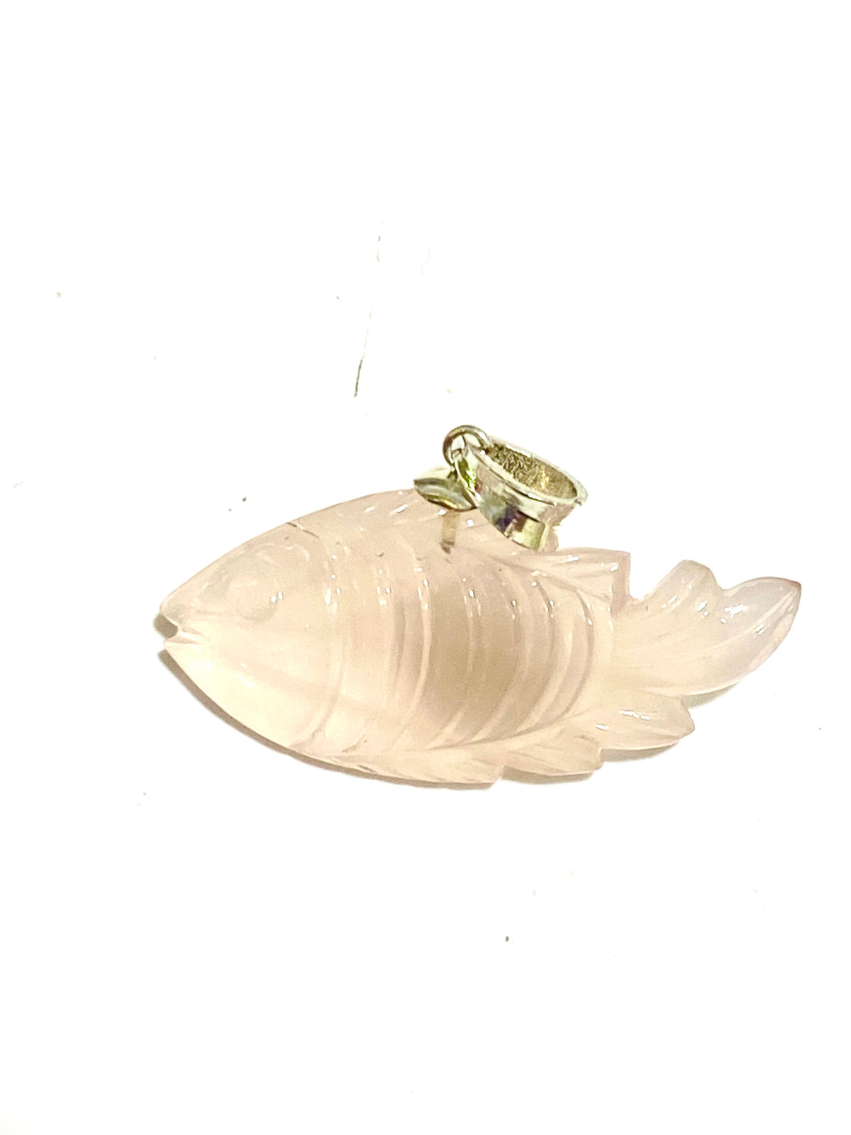 Hand-carved Rose Quartz Fish Pendant
