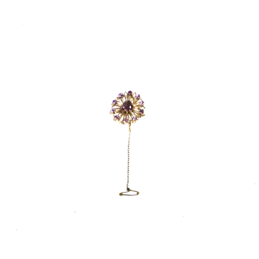 9ct Gold Amethyst Floral Inspired Brooch