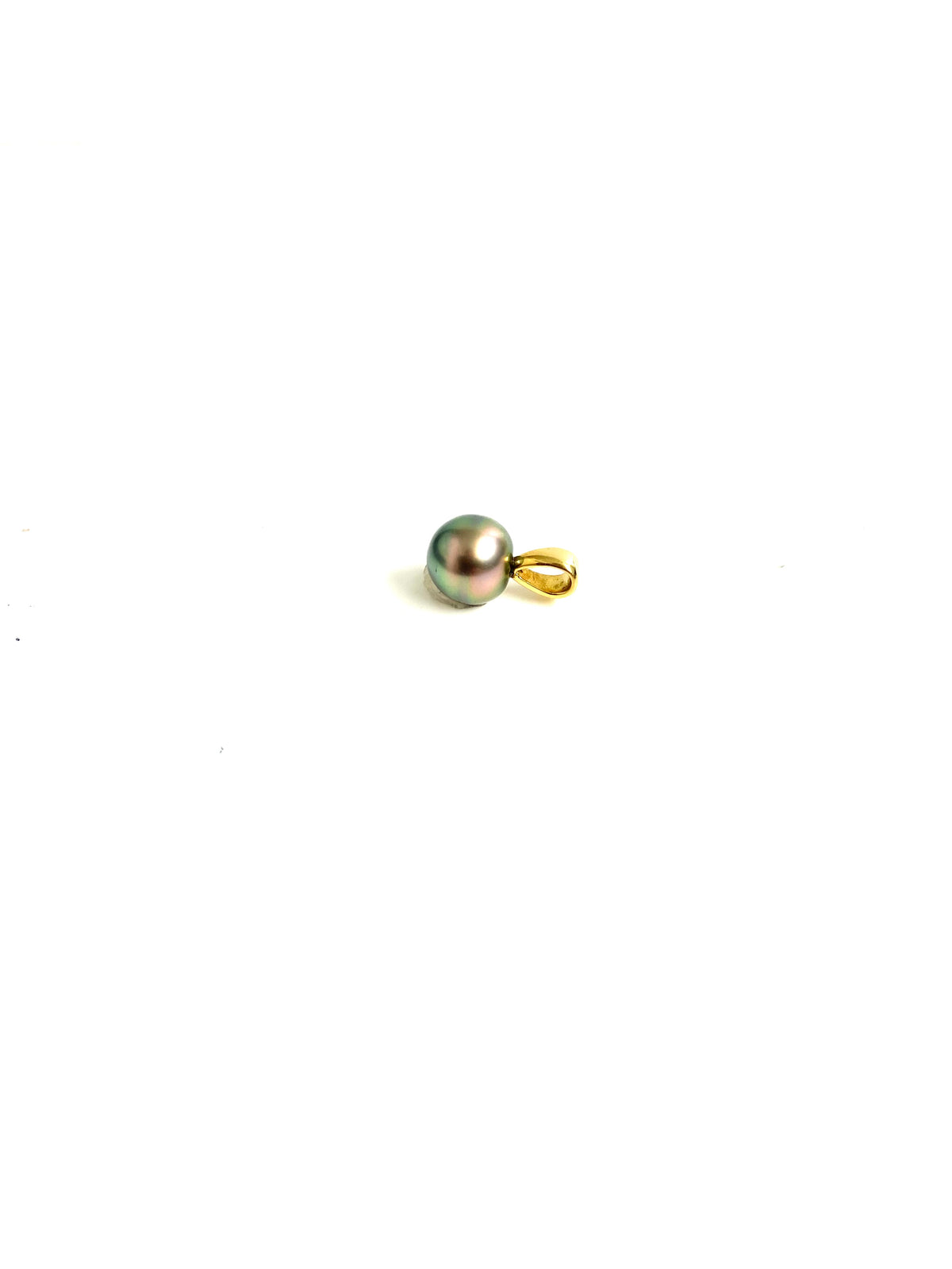 Peacock Colour 9ct Yellow Gold Enhancer Black Tahitian Pearl Pendant