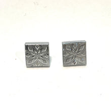 Vintage Stainless Steel Engraved Floral Cufflinks