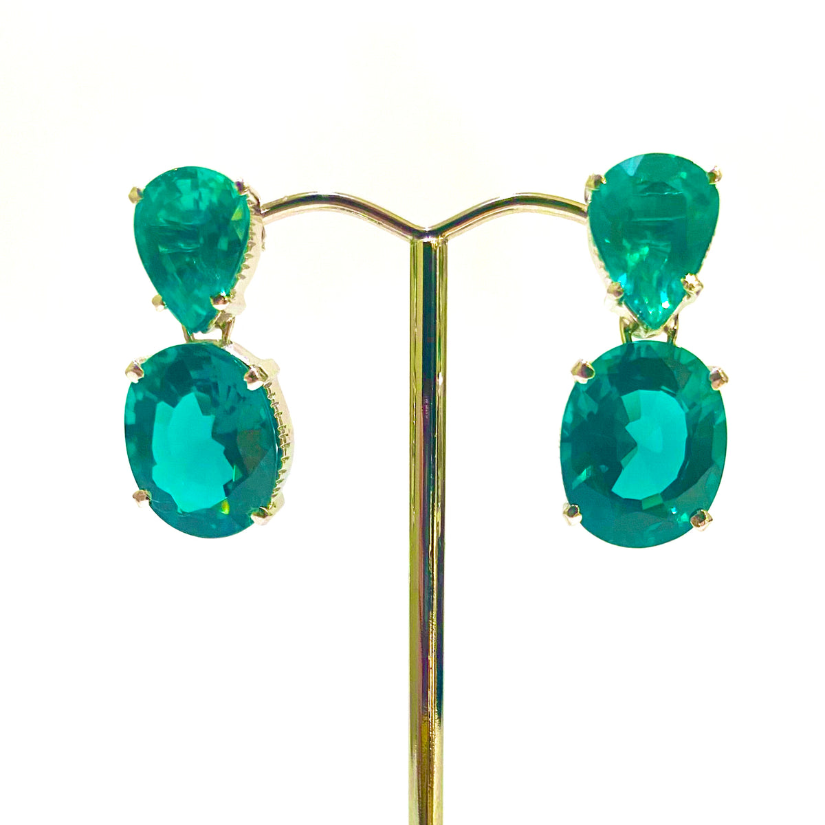Sterling Silver Costume Stud Drop Earrings