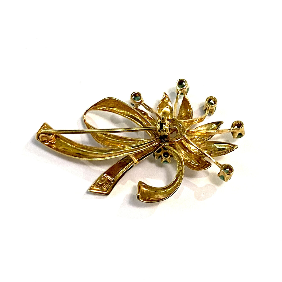 Vintage Turquoise 'Forget Me Not' Floral and Ribbon Brooch