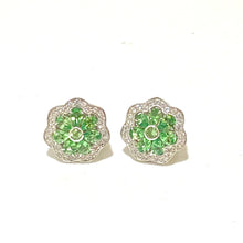 Sterling Silver Peridot and Cubic Zirconia Earrings