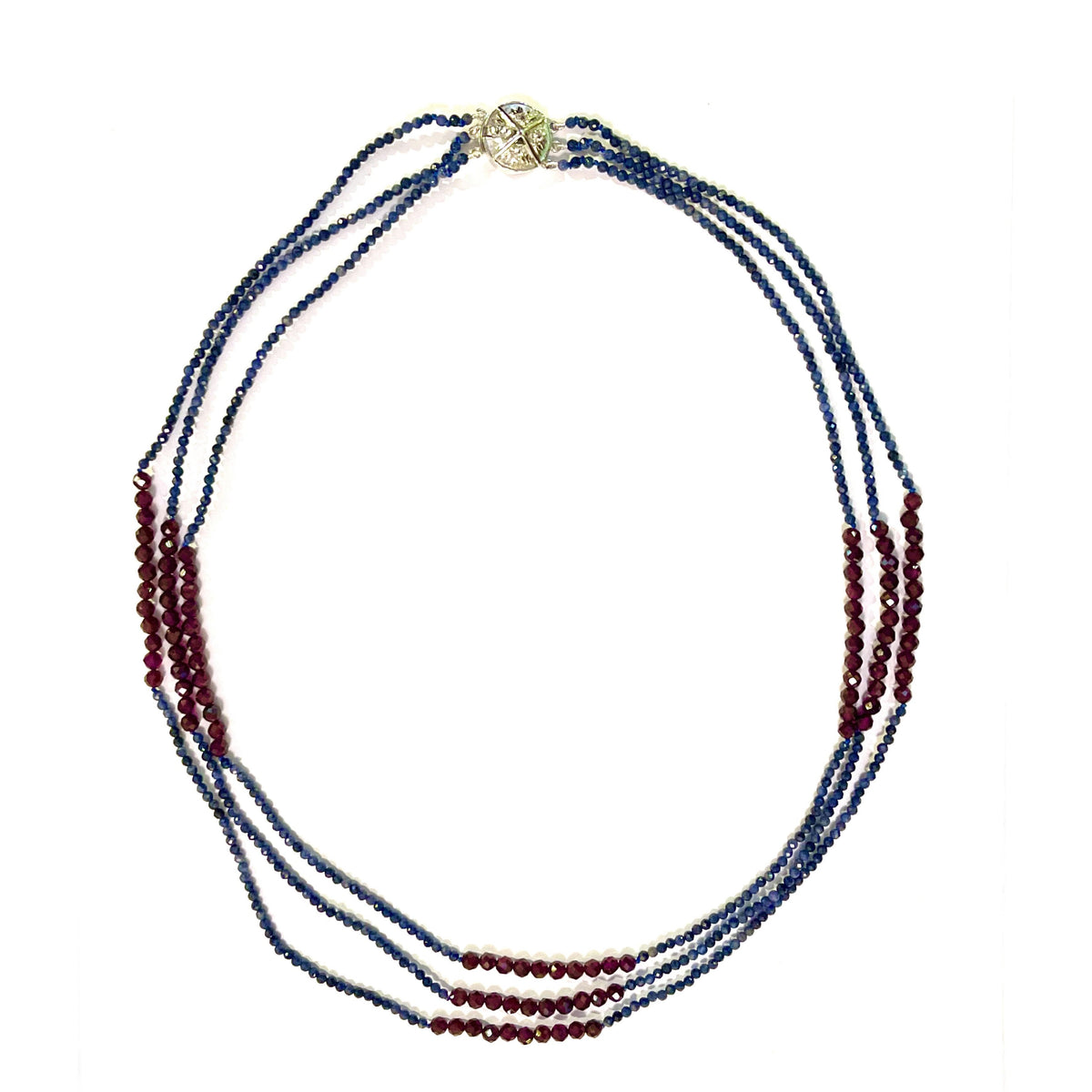 Sapphire and Garnet Multi-Strand Necklace