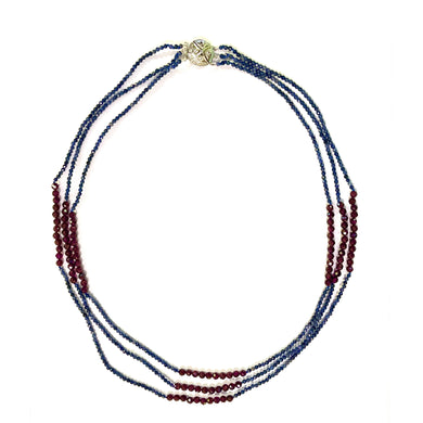 Sapphire and Garnet Multi-Strand Necklace