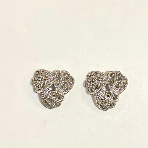 Sterling Silver Marcasite Interwoven Stud Earrings