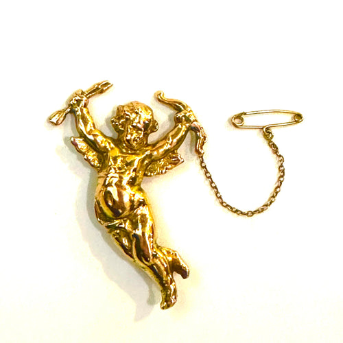 9ct Gold Cherub Brooch