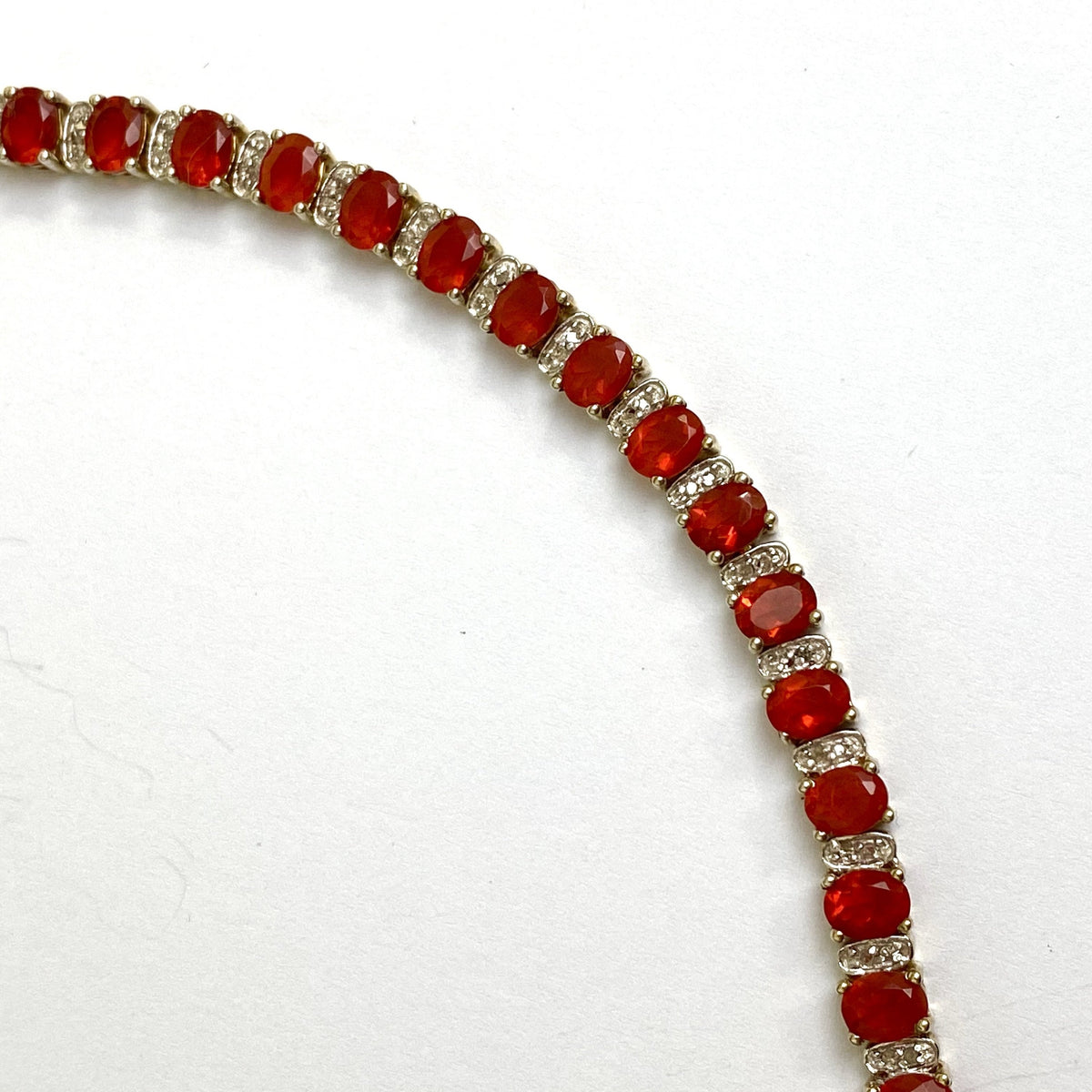 9ct Yellow Gold Mexican Fire Opal and Diamond Bracelet