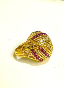 Vintage Gioielleria Romania Rome Ruby and Diamond Ring