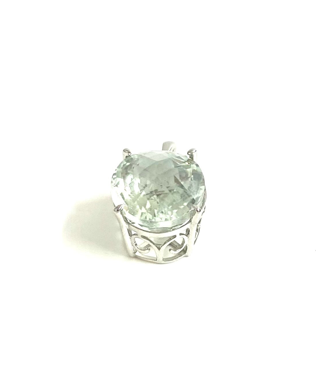 9ct White Gold Green Citrine Pendant