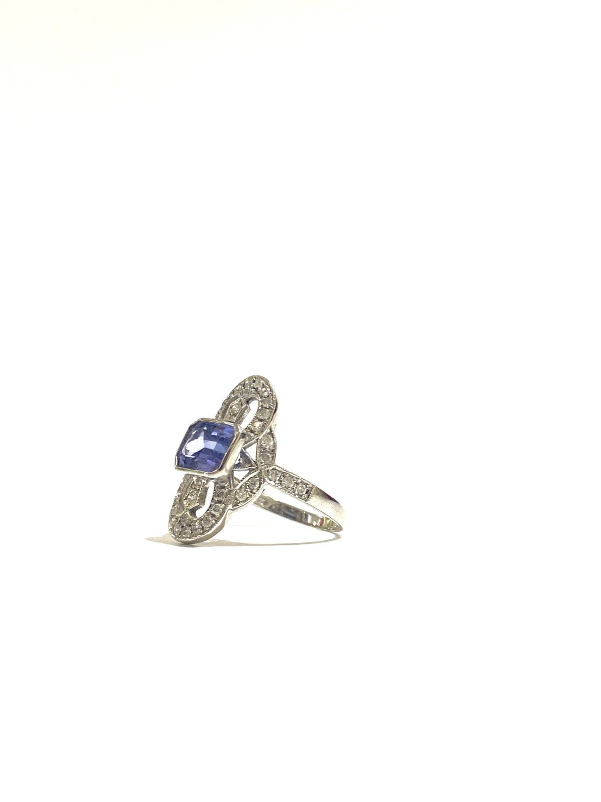 9ct White Gold Diamond and Sapphire Ring