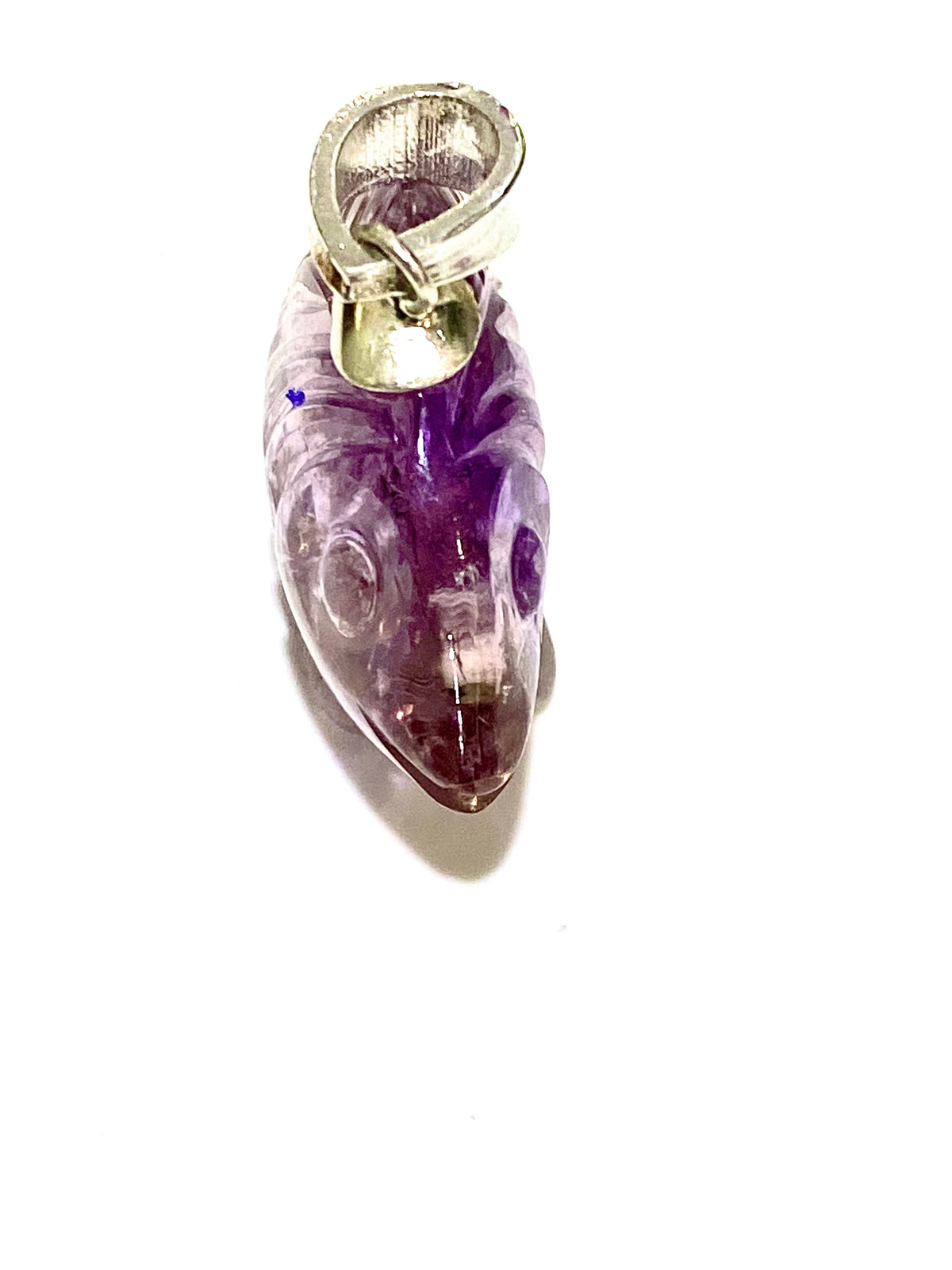 Hand-carved Amethyst Fish Pendant