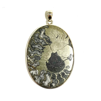 Sterling Silver Ammonite and Pyrite Pendant