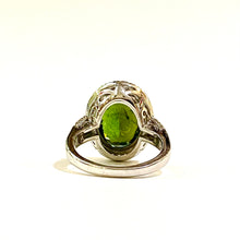 Sterling Silver Green Tourmaline and CZ Ring