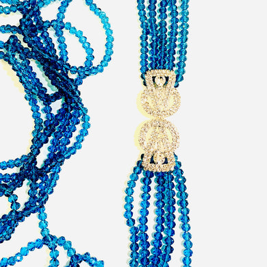 Teal Faceted Multi-Strand Crystal Necklace