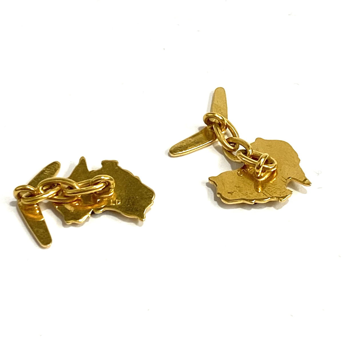 Vintage Yellow Gold Australian Continent Cufflinks