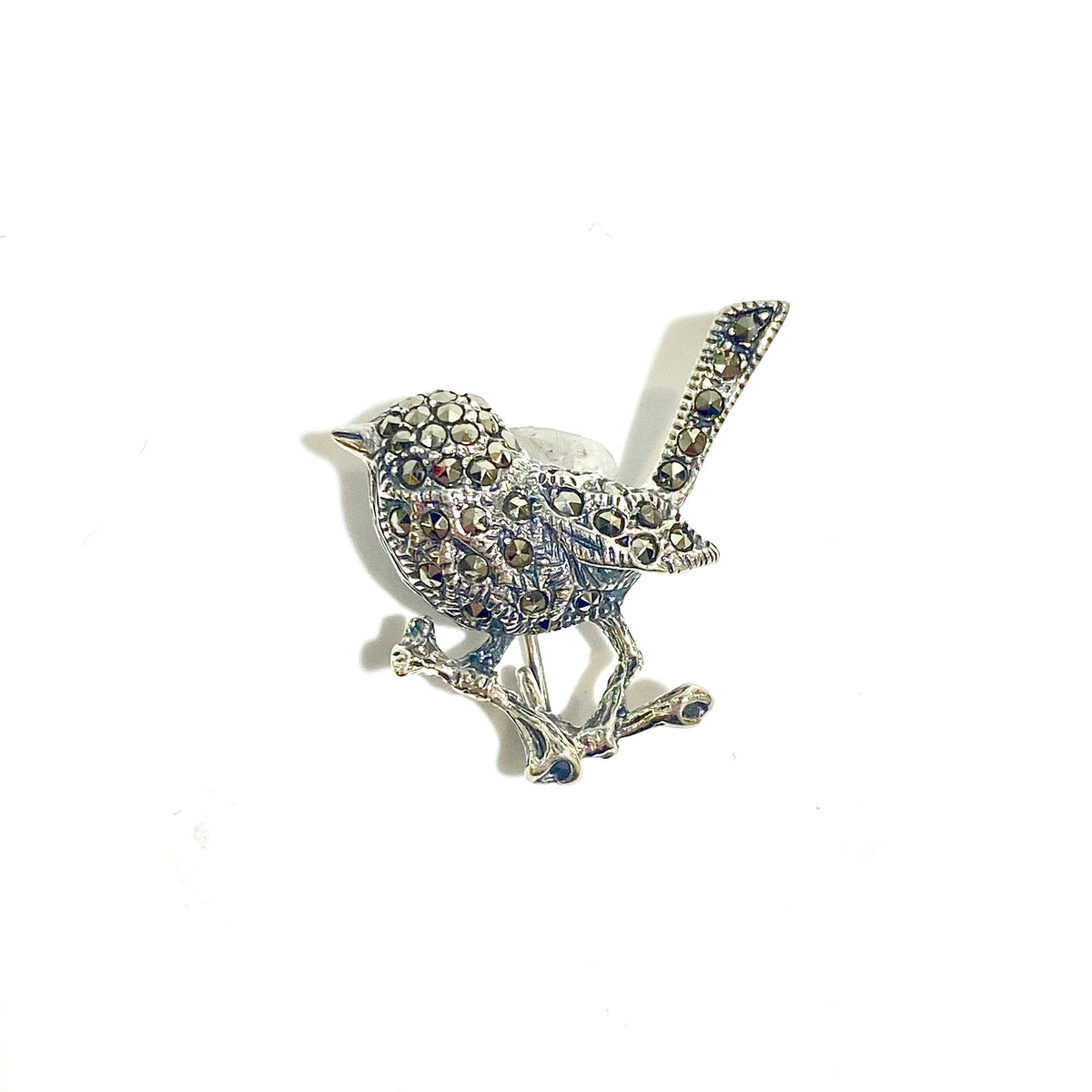 Sterling Silver Marcasite Bird Brooch
