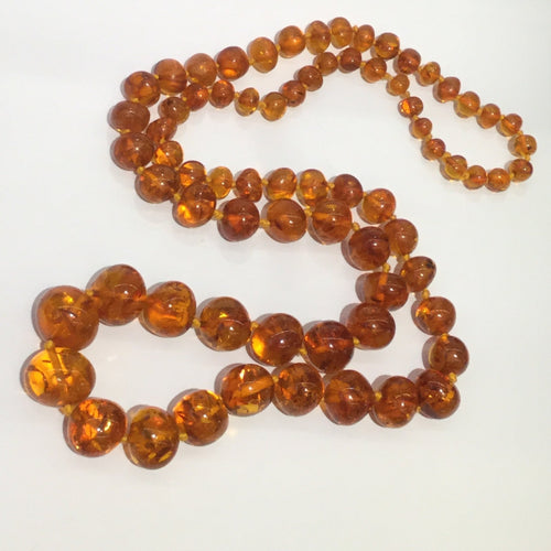 Vintage Natural Baltic Amber Graduated Beaded Necklace