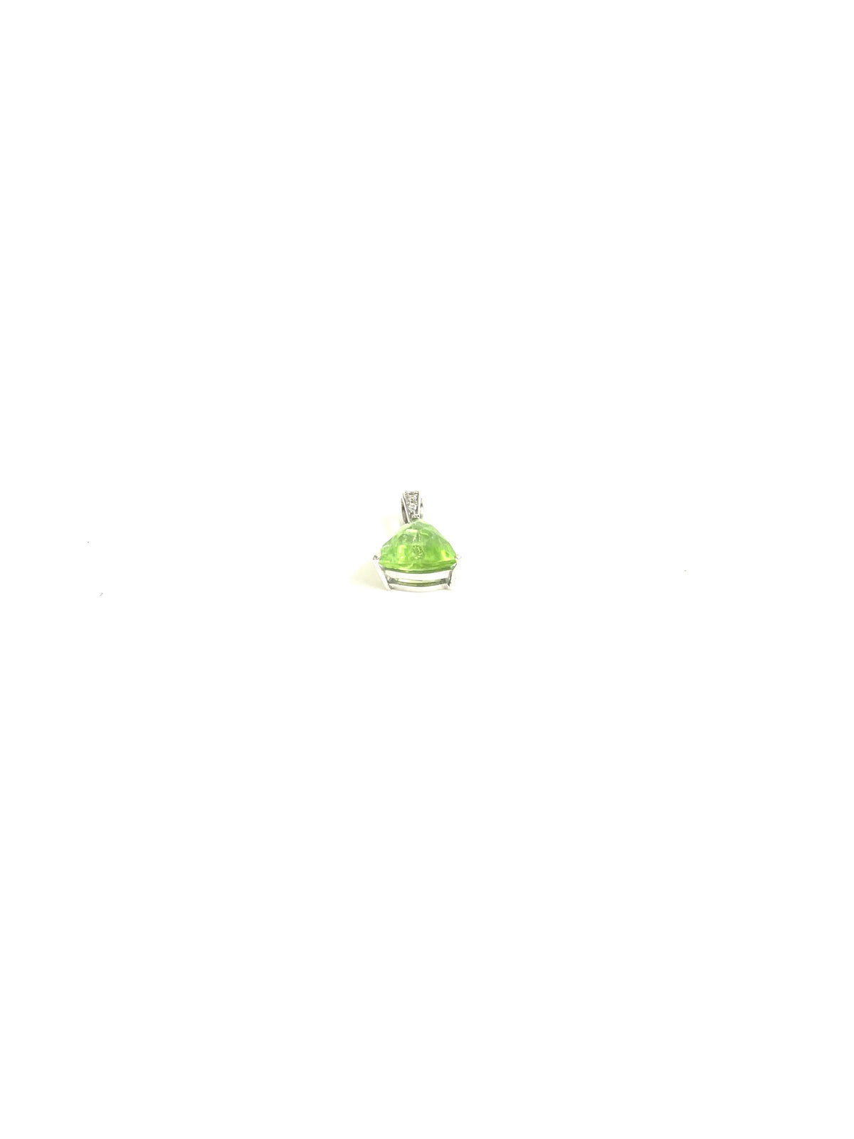 9ct White Gold Peridot and Diamond Triangle Pendant