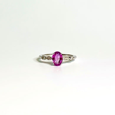 14ct White Gold Pink Sapphire and Diamond Ring