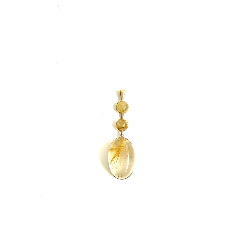 9ct Yellow Gold Rutilated Quartz Pendant