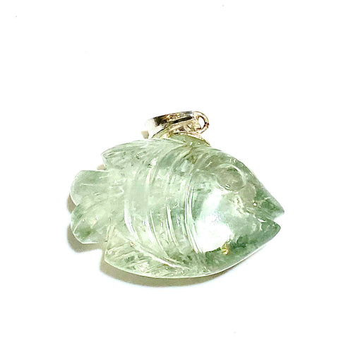 Hand-carved Fluorite Fish Pendant