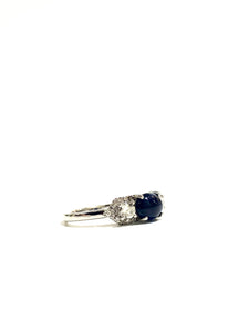 9ct Gold 1ct Sapphire Cabochon and Diamond Ring
