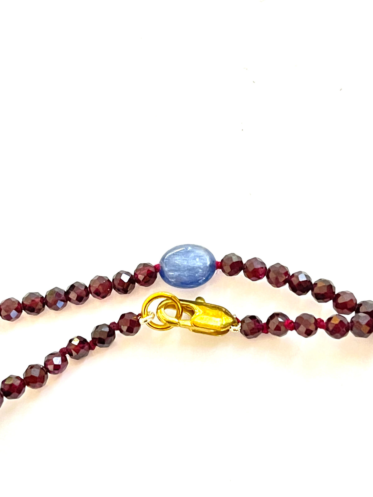 Faceted Garnet and Kyanite Beaded Necklace