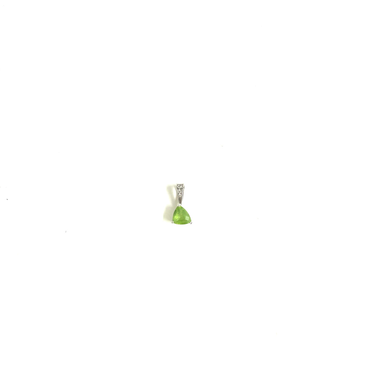 Triangular 9ct White Gold Peridot and Diamond Pendant