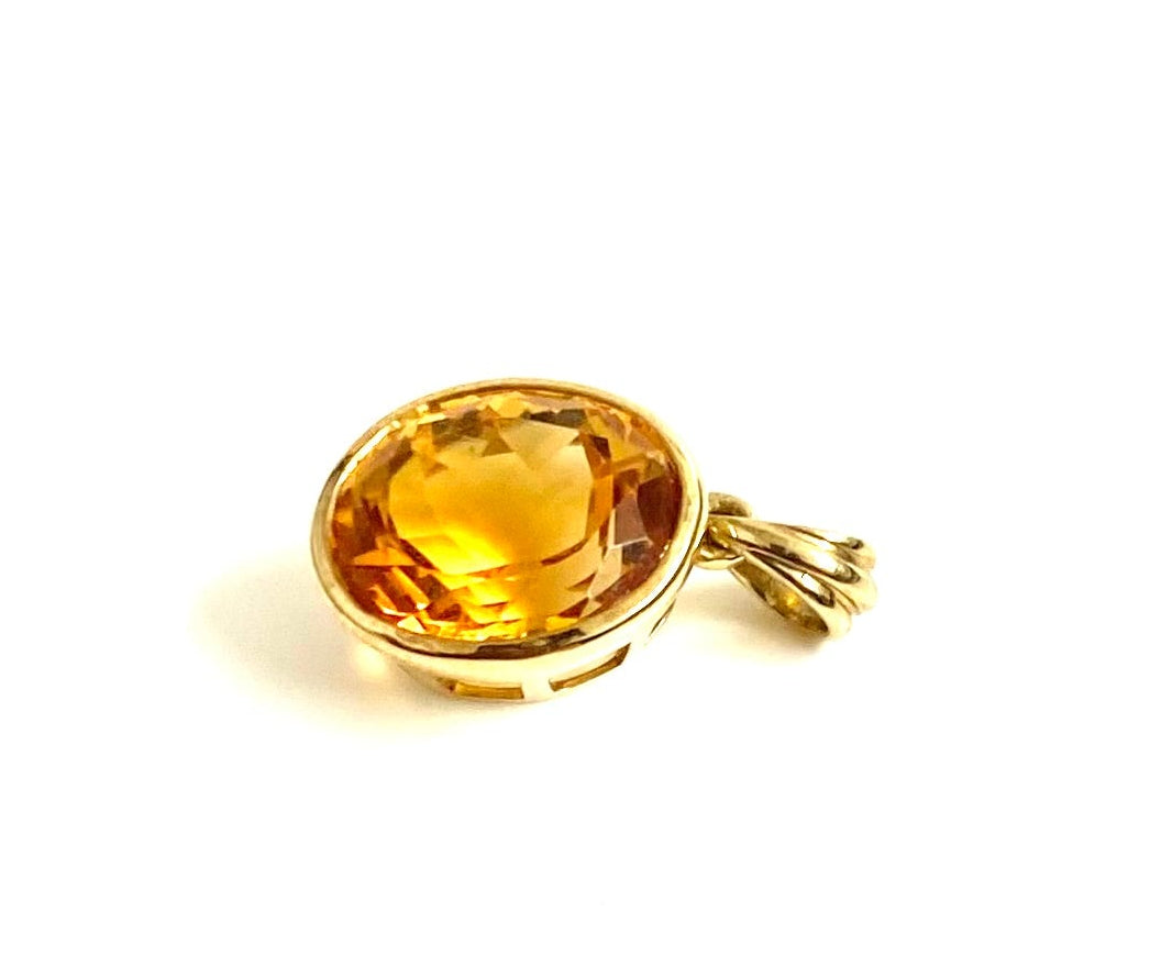 9ct Gold Round Citrine Pendant