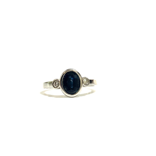 9ct White Gold 1ct Sapphire and Diamond Ring