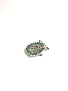 18ct White Gold Emerald and Diamond Brooch