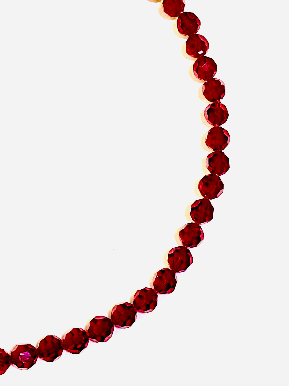 Red Crystal Beaded Necklace on Silk