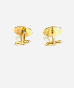 Gold Plate Costume Triangle Embossed Round Cufflinks