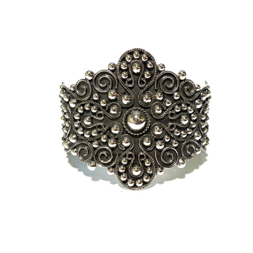 Sterling Silver Ornate Narrow Cuff