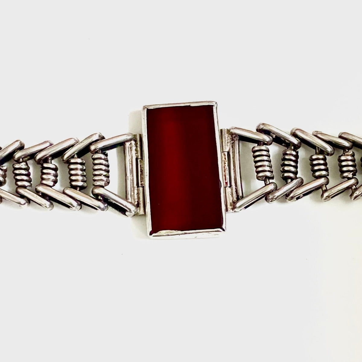 Sterling Silver Carnelian Chain Bracelet
