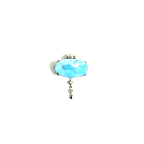 9ct Gold Larimar and Diamond Pendant