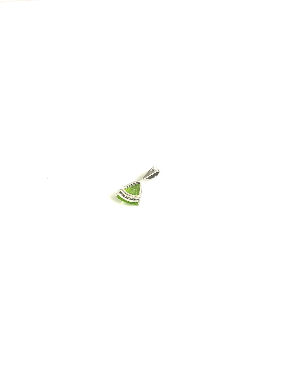 Triangular 9ct White Gold Diamond and Peridot Pendant