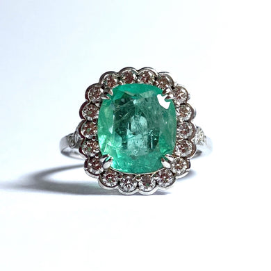 9ct White Gold 4.5ct Emerald and Diamond Cocktail Ring