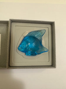 Lalique Blue Art Glass Fish