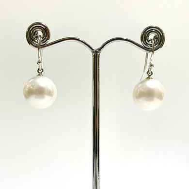 9ct White Gold South Sea Pearl Hook Drop Earrings