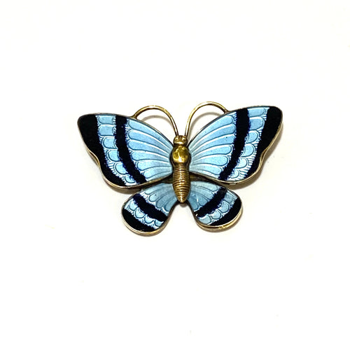 Volmer Bahner Denmark Sterling Silver and Enamel Butterfly Brooch