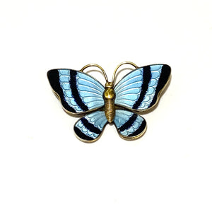 Volmer Bahner Denmark Sterling Silver and Enamel Butterfly Brooch